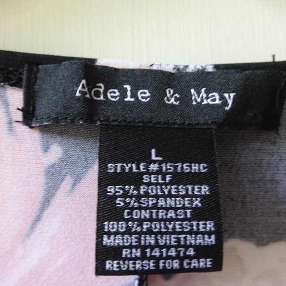 Adele & May size L sleeveless v neck top with sheer overlay, poly & spandex  VGC - Picture 3 of 15